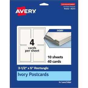 بطاقات بريدية قابلة للطباعة AVERY ، 3.5 "× 5" ، بطاقات العاج العاجية ، بطاقات طباعة إلى الحافة ، ليزر/حبر ، 200 إجمالي