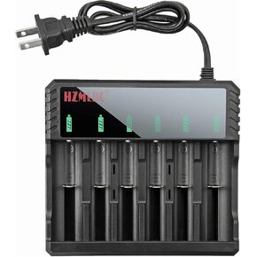 6 Bay 18650 Battery Charger Universal Wall Charger for 3.7v Lithium Rechargeable Batteries Compatible 18650 26650 14500 16340(RCR123) 10440 17670 18490 17500 17335 Lithium Battery Charger