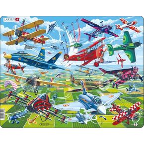 Larsen Buzzles Airplane عرض 64 قطعة لغز Jigsaw