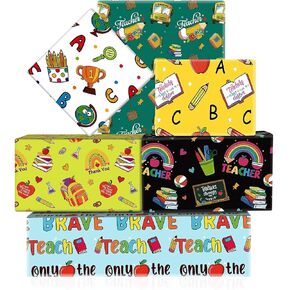 WEED WEEK GIFT WARVing Paper 6 Sheets Teacher Thanks Thanks Gifts Wrap Pencil Pencil ABC Apple مرة أخرى إلى ورقة المدرسة للتخرج في اليوم الأول من معلمي المدارس ، 27 × 20 بوصة