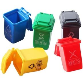 5 Pcs Colourful 1: 12 Scale Life Scene Mini Trash Can Decor Waste Container Miniature Sorting Garbage Bin Model, Microscopic Scene Dollhouse Accessories