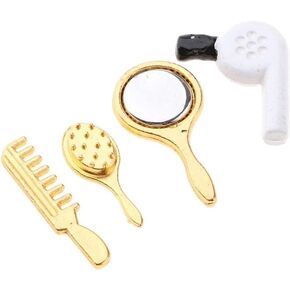 4 Pcs/Set Miniature Comb Hair Dryer Mirror Makeup Set 1/12 Dollhouse Decorations Dollhouse Accessories