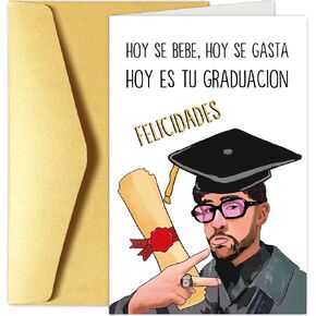 بطاقة التخرج من Chenive Bad Bunny بالنسبة له ، بطاقة تحية تخرج مضحكة ، بطاقة Grad Bad Banny باللغة الإسبانية ، Felicidades Hoy es Tu Graduation