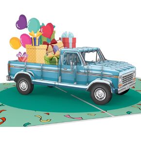 بطاقة Hartensteler® Classic Truck Pop up ، لعيد الأب ، عيد ميلاد ، كل مناسبة ، أبي ، زوج ، ابن - مصنوعة يدويًا - 5 "× 7" - يشمل المظروف وعلامة الملاحظة