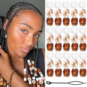 482pcs حبات الشعر البني لضفائر أبيض locs dreadlock الخرز الملحقات الشعر مجوهرات صنع مجموعة الديكور الشعر للنساء