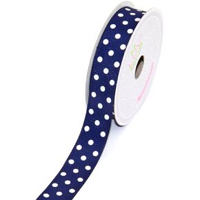 أشرطة LUV 7/8 بوصة Grosgrain White Polkadots Ribbon من خلال الأفكار الإبداعية ، 10 ياردات الأزرق