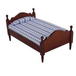 ملحقات أثاث Dollhouse Furniture Mini Wooden Bedroom Furniture Wood Miniature Bed Pladow for Dollhouse Decoration ، Dollhouse Furniture مجموعة لعبة سرير صغيرة ، وسادة ، إكسسوارات غرفة نوم واقعية