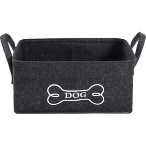 Morezi Dog toy basket storage dog toy bin in felt pet toy boxes organizer - Perfect for collecting pet toys, blankets leashes dry food treats bone - Dark Gray