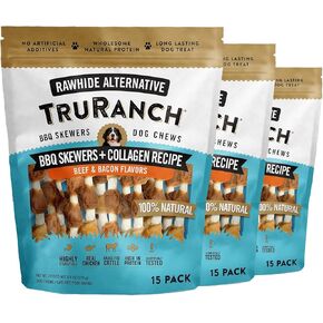 5" BBQ Collagen Skewers - Collagen Dog Chews - Long Lasting Healthy Joint Support - Rawhide Alternative - Skin & Coat Health, Value Pack, 3 Bags, 45 Count