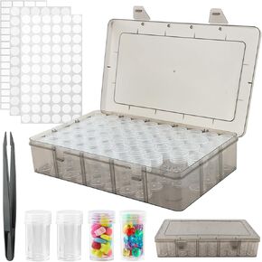 Slots Seed Storage Box with 60 Transparent Bottles and Labels, Portable Bead Organizer Box Seed Storage Containers for Flower Plants Bulbs Vegetable, Gardening Supplies
