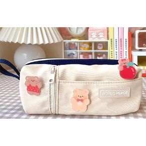Laureltree Kawaii حقيبة علبة قلم رصاص جمالية مع 3pcs دبابيس كبيرة السعة قرطاسية السعة قرطاسية الحمال الصندوق منظم مدرسة كلية البالغين البالغين من المراهقين الفتيات (الوردي) ...