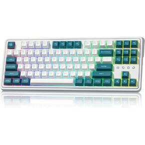 75% Keyboard, Wireless Gaming Keyboard, 3-Modes Creamy Mechanical Keyboard Hot-Swap, 87 Key RGB Keyboard with Pre-lubed Linear Switch for PC/Tablet/PS/Xbox (Pink)