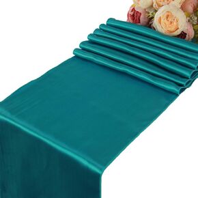 WELMATCH Black Satin Table Runners Wedding Party - 5 pcs Banquet Event Decoration 12" x 108"