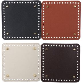 HobbyHub 4pcs 4 ألوان 15 سم/5.9 بوصة بو كيس جلدية أسفل المشكل ، كيس كروشيه مربع مع ثقوب ل DIY
