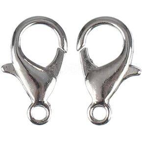 CleverDelights 14x8mm clasps clasps - Platinum Silver Color - 100 Pack