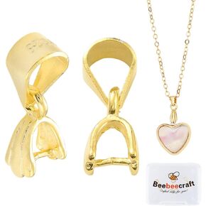 Beebeecraft 1 Box 10pcs snap on bails 18k الذهب المطلي بالذهول المطحون القلادة الفضية المقفل لصنع المجوهرات قلادة DIY (الذهب)
