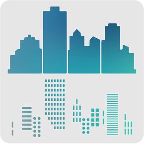 Stinginspire Cityscape Stencil - 11.8x11.8inch Clastic City Building Code Code Drawing Paint