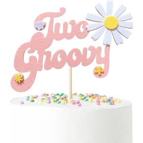 Quetoze اثنين من كعكة عيد الميلاد الرائعة ، Hippie Boho 60s 70s Party Decorations 2nd Decorts ، Supplies Supplies Party