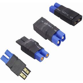 4pcs RC Battery Connector Adapter 2PCS TRAX Male to EC3 الأنثى والإناث TRAX إلى محول موصل الذكور EC3 لشاحن ESC (W01-4)