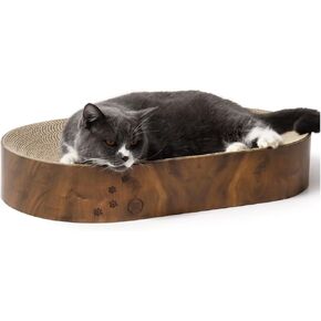 Necoichi Cat Scratcher Bowl بديل للقطط الداخلية - قطة خدش مع قابلية الاستخدام القابلة للانعكاس وراحة إضافية للصالة ، وأريكة سرير من الورق المقوى / (الكرز العادي ، الداكن)