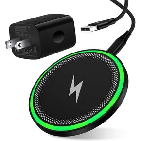 Samsung S24 FE Wireless Phone Charger Fast Charging Pad for Samsung Galaxy S25 Ultra/S24/S23/S22/S21/S20,15W Android Wireless Charger Pad with QC Wall Adapter for iPhone 16/15/14/13/12 Pro Max/Pixel 9
