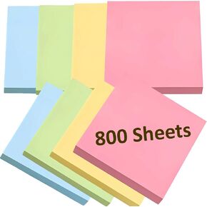 الملاحظات اللاصقة 3 × 3 بوصة-800 من لوحة ملاحظات الباستيل مع مثالية لاصق قوية للمكتب والمدرسة والمؤسسة المنزلية والمذكرات