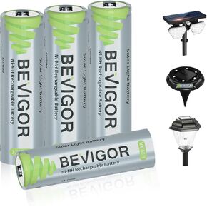 BEVIGOR Rechargeable AA Batteries, 12 Pack 1000mAh 1.2V NiMH 1300x Times High Capacity aa Batteries for Landscape Path Lights,Pathway Lights,String Lights,TV Remotes
