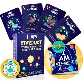 Trudy & Rudy - أنا Stardust - لعبة بطاقة التأكيد الإيجابية للأطفال | مجموعة هدايا 103 بطاقة مع كتاب إلكتروني | أداة تقدير الذات والعقل للأعمار 6+