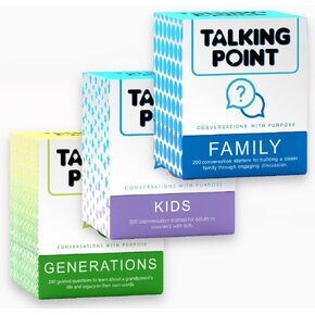 TALKING POINT CARDS Household Bundle (Kids): 600 Thought Provoking Conversation Starters - 3 Packs: Family + Generations + Kids
