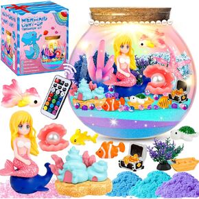 Lawms Light for Mermaid Terrarium Kit for Kids ، DIY لألعاب Mermaid Toys Craft Craft For Kids ، Lead Night Light مع Remote للفتيات من عمر 4 إلى 12 عامًا ، و 4 أوضاع خفيفة ، وفنون DIY ، والحرفية.