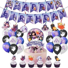 50 PCS APH-MAU Cat Game تحت عنوان Supplies Supplies Supplies With With Banner ، Balloons ، Dovirls Hanging ، Cake Cupcake Toppers for Boys Girl