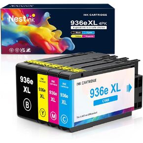 936 High Yield Ink Cartridges (4-Pack) Compatible for HP 936e XL | Works with : OfficeJet Pro 9110b, 9120b, 9130b OfficeJet Pro Wide Format 9720/9730 | Eligible for Instant Ink (B/C/M/Y)