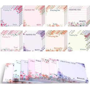 Thenshop 24 Pcs Prayer Sticky Notes Floral Self-Stick Colorful Inspirational Prayer Sticky Notes for Board Message Reminder Gifts Diary Lists Studying Office School