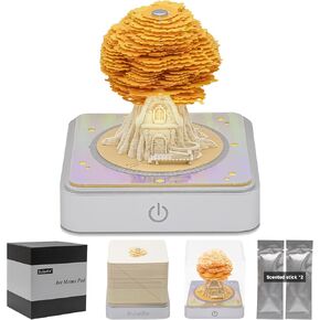 3D Tree memo Pads Paper Desk Calendar with Light,DIY Creative Gifts,Non-Sticky Note Pad Cubes Note Cards Stickers Post Notes for Office/Home (Pink)