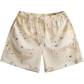 MECH-ENG Men's Casual Athletic Workout Running Shorts Graphic Drawstring Shorts Street Mesh Shorts