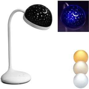 مصباح مكتب Stars للأطفال ، مصباح مكتب 6W مشرق للأطفال مع ضوء ليلي ، وإضاءة LED LED للقراءة والدراسة ، مصباح فضاء لطيف للفتيات والفتيان ، طاولة قابلة للضوء لغرفة الأطفال ، أبيض