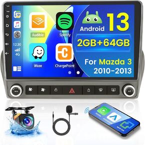 Hikity Android Car Stereo for Chevrolet Chevy Camaro 2010-2015 Radio 2+64GB 9 Inch Touchscreen Car Radio Wireless Carplay Android Auto Support GPS Navigation WiFi Bluetooth FM EQ Backup Camera