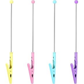 4 PCS Metal Wire Cligator Clip ، حاملو صور سطح المكتب ، حاملات مذكرات ، مشبك التمساح الأسلاك المعدنية ، مقطع مقطع ملامس مشبك مشبك مشبك طويل الذيل للبطاقة ، 14 * 1.2 سم ، متعدد الألوان