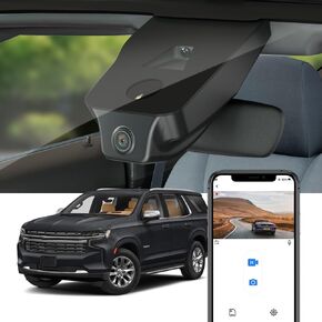 Fitcamx Front 2160P+Rear 1080P Dash Cam for 2021-2024 Chevy Tahoe LS LT RST Premier Z71 High Country (HD2-4925) has Auto-Dimming, OEM Style, Dual HD Video, WiFi & APP, Loop Recording, G-Sensor, 128GB