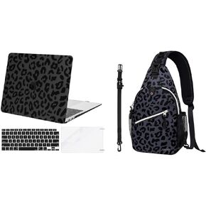 حقيبة ظهر Mosiso Sling مع حزام قابل للإزالة وتوافق مع MacBook Air 13 Inch Case 2022-2018 A2337 M1 A2179 A1932 ، قشرة القشرة الصلبة البلاستيكية وغطاء لوحة المفاتيح ، Black ، Black