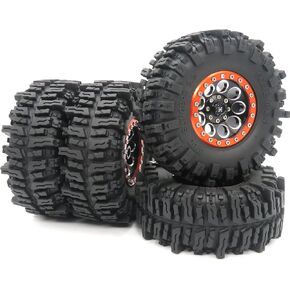 Hobbysoul RC Mud Mud Slingers 2.2 عجلات وإطارات Beadlock تم تعيينها 124 مم إطارات لزجة ناعمة ومتقطعة الألومنيوم ل 1/10 ترقيات Trx10 Trx4 ، HS700265
