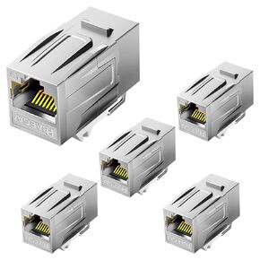 RJ45 Cat7 Keystone Jack,5 Pack 10Gbps Shielded Female to Female Inline Coupler STP Keystone Insert for Cat7/Cat6a/cat6/cat5e Cable (25)