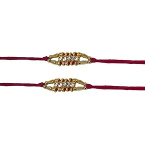 مجموعة من اثنين من Rakhi ، 7 Stone Rakhi Thread ، Raksha Bandhan Gift لأخيك ، Redcolor Thread. اللون يختلف وتصميم متعدد لأخ البسيط | سوار راخي | | هدايا راخي للأخ | بهاييا بهابهي راخي سيتارخي لأخ البسيط | رخي هدفين