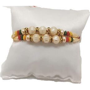 Gifts Set of 2 White Beads Design Rakhi Thread Raksha Bandhan for your Brother Vary Color and Multi Design