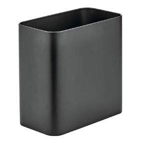 mDesign Metal Wastepaper Bin — Compact Rectangular Bathroom Bin — Rubbish Basket for Home and Office — Marble Coloured
