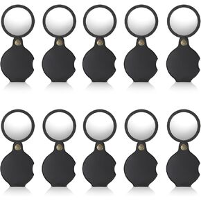 Hiceeden 10pcs 10x الجيب مكبدي ، زجاج صغير مكبرة مع حماية من الجلد الأسود الدوار ، أكواب مكبرة محمولة مع قطر فعال 55 مم ، عدسة قابلة للطي للقراءة