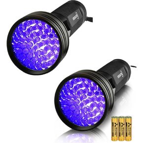ESCO LITE Escolite UV Flashlight Black Light 51 LED 395nM, Blacklight Detector for Dog Urine, Pet Stains and Bed Bug, 2 Packs (Include 3AA Batteries)