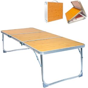 Folding Camping Table,3 Feet Portable Picnic Table,3 Folding Lightweight Aluminum Alloy Outdoor Table,Beach Table with Handle for Outdoor Cooking, BBQ, Camping, Travel, and Party Use