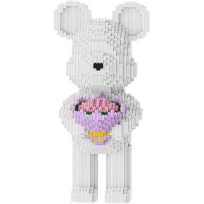 Bridal Bouquet Bear Building Block Set Violence Building Blocks, White Bear Micro Blocks(3827PCS) Gifts for Adults and Children