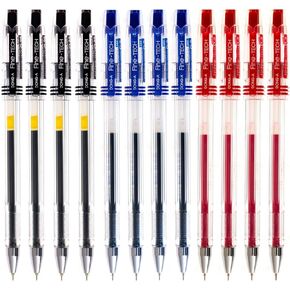 Dong-A Fine-Tech ، BC30141 0.3mm ، أقلام كرة حبر الهلام ، الأسود/الأزرق/الأحمر (حزمة 12)